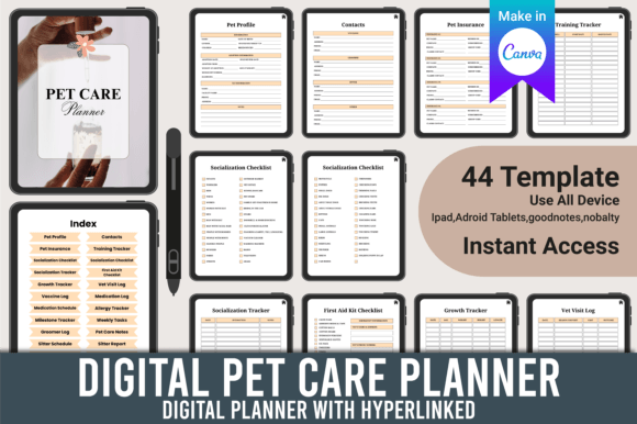 Download Digital Pet Care Planner Canva Template - Template Collection