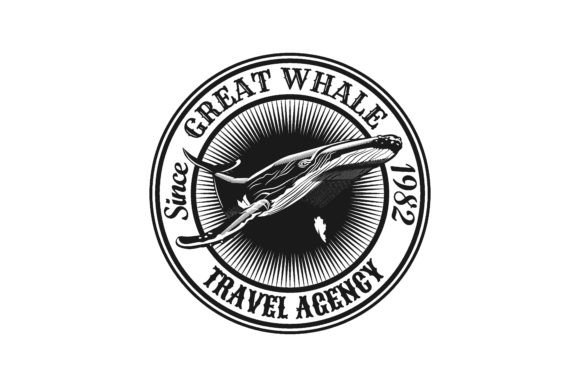 Download Black and White Stylish Emblem Big Whale - Stylish Collection