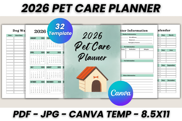 Download 2026 Pet Care Planner Canva Template - Template Collection