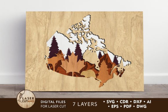 Download Map CANADA Cut Template Wall Art Panel - Template Collection