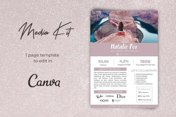 Download 1 Paged Influencer Media Kit Template - Template Collection
