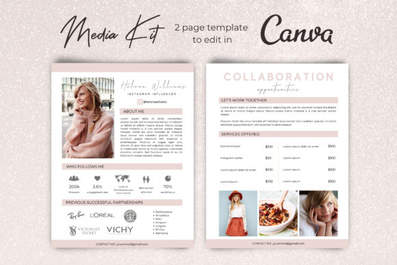 Download Blogger Media Kit Template for Canva - Template Collection