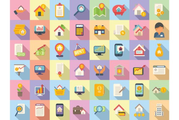 Download Property Investments Icons Set Flat - Invest Collection