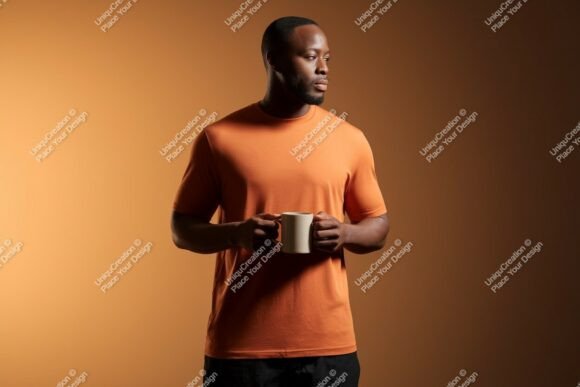 Download Format: Title: Man Orange Shirt Holding - Premium Resources