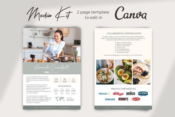 Download Food Blogger Media Kit Canva Template - Template Collection