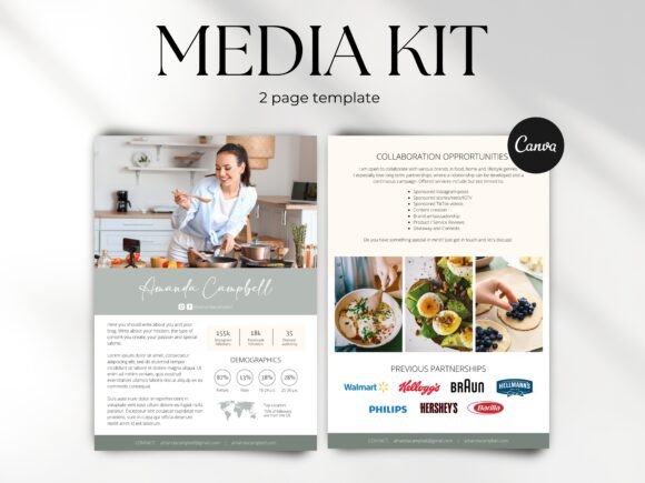 Download Food Blogger Media Kit Canva Template - Template Collection